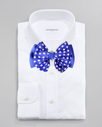 Circles Blue Big Bow Tie and Matching Handkerchief