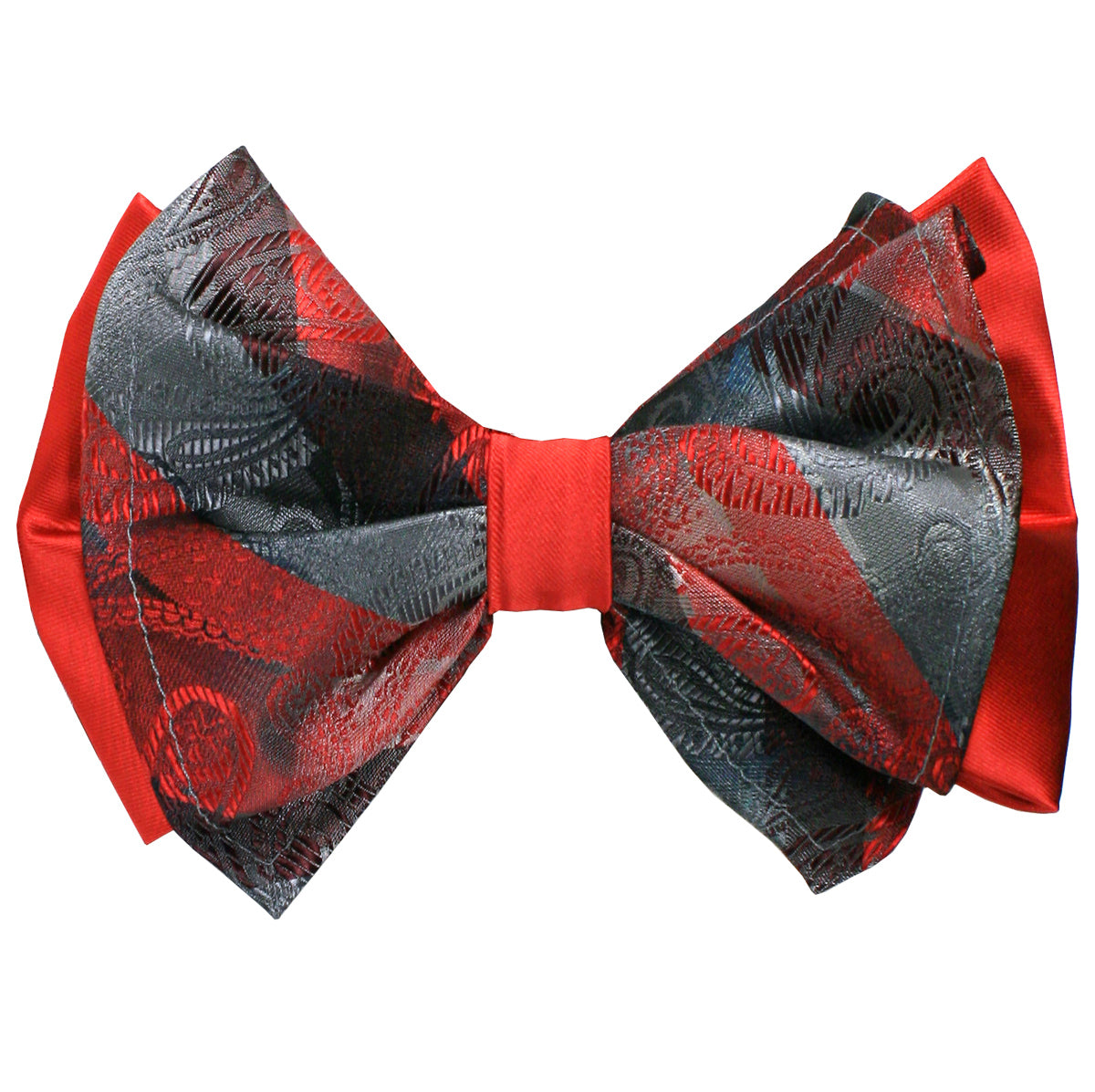 Paisley Red Big Bow Tie and Matching Handkerchief