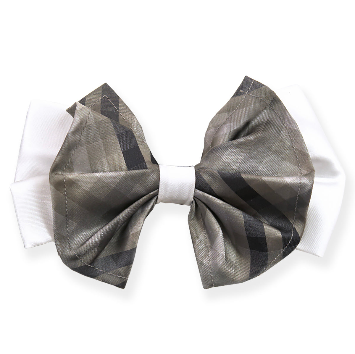 Plaid Gray Big Bow Tie and Matching Handkerchief
