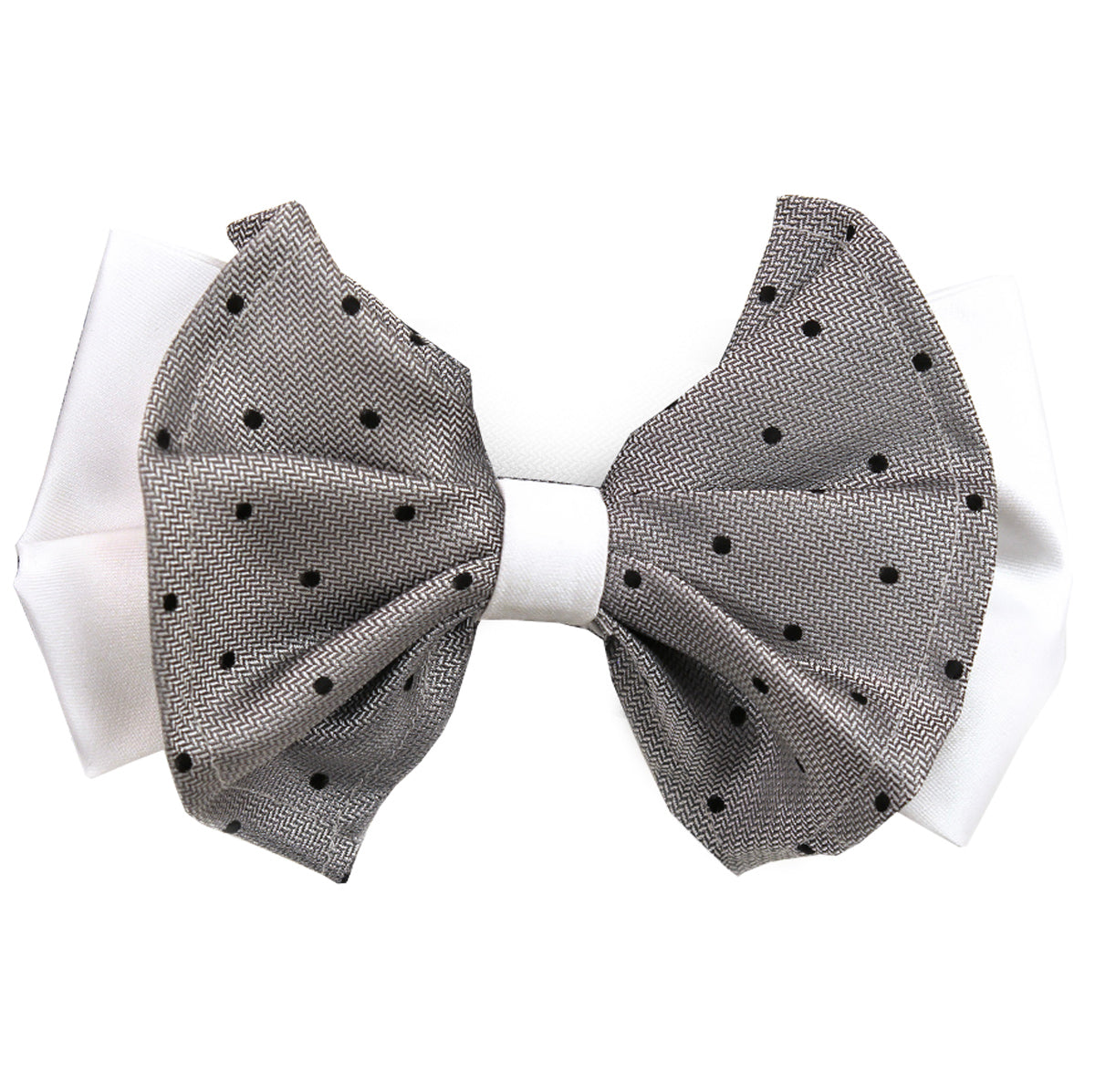 Polka Dot Gray Big Bow Tie and Matching Handkerchief