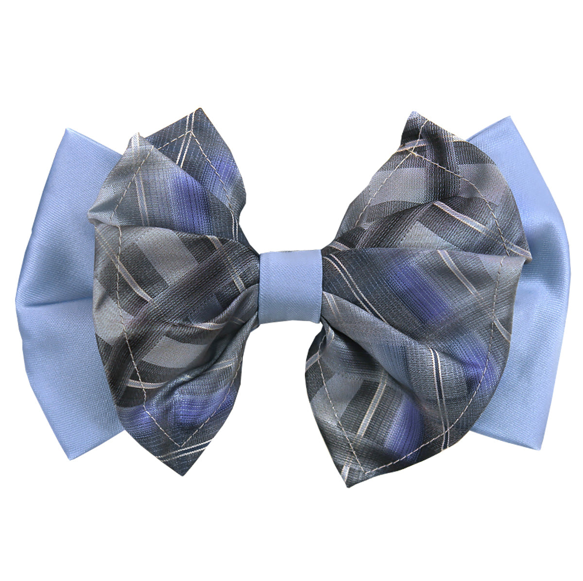 Plaid Blue Big Bow Tie and Matching Handkerchief 4159