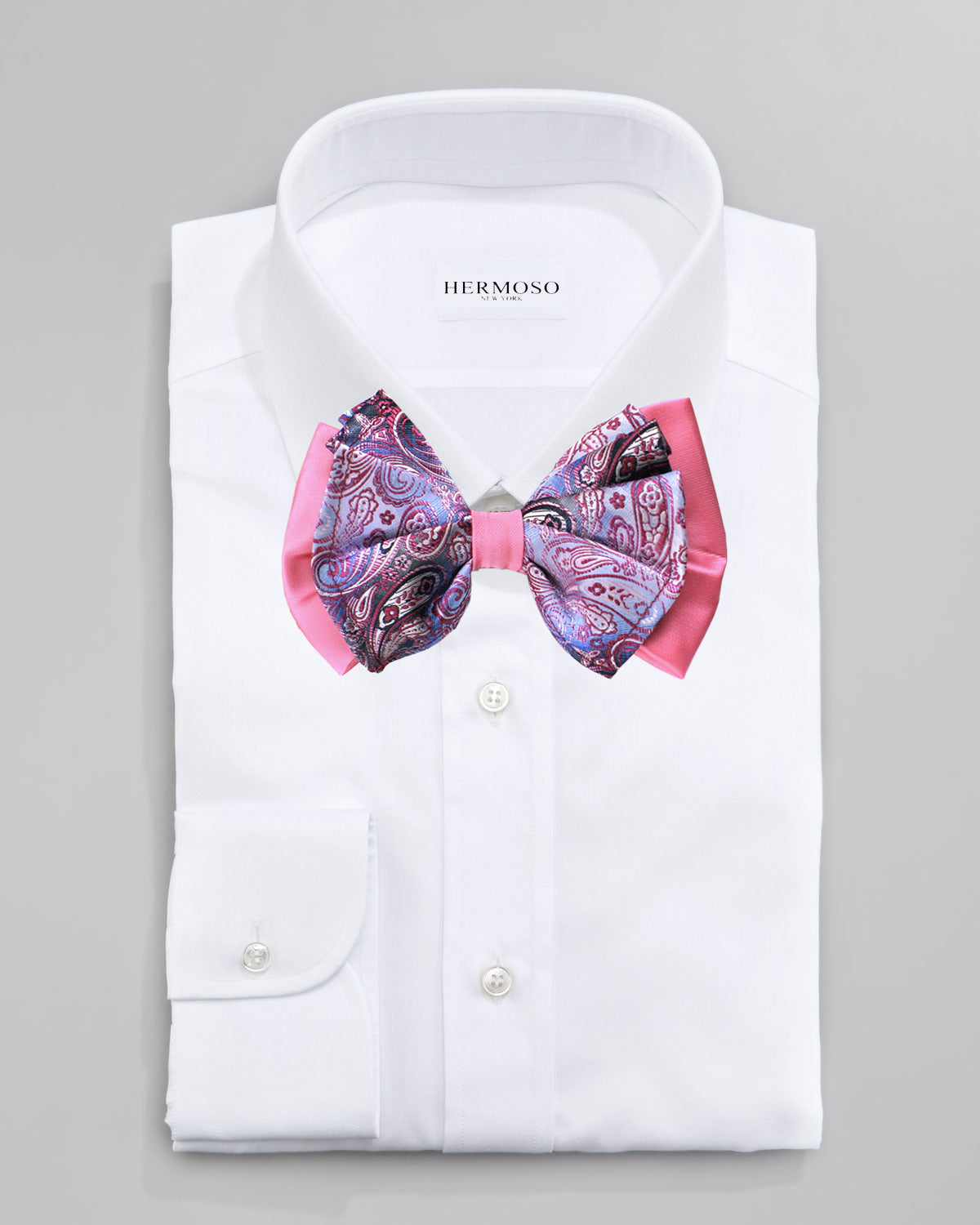 Paisley Pink Big Bow Tie and Matching Handkerchief 4766