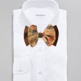 Plaid Brown Big Bow Tie and Matching Handkerchief 4779