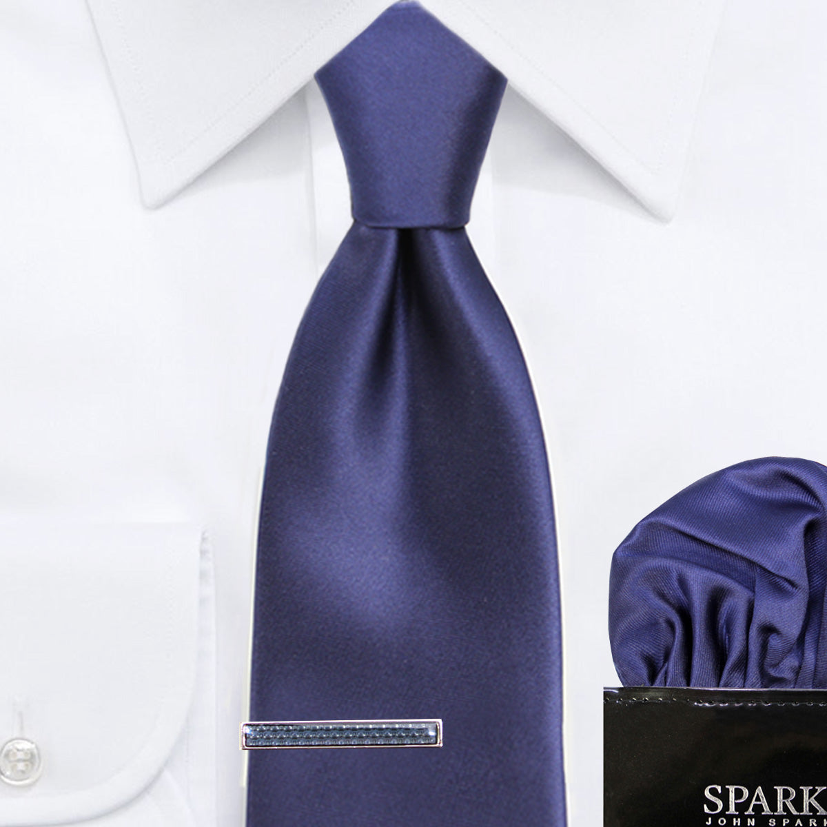 John Sparks x Navy: Tie + Pocket Square + Tie Bar 2998