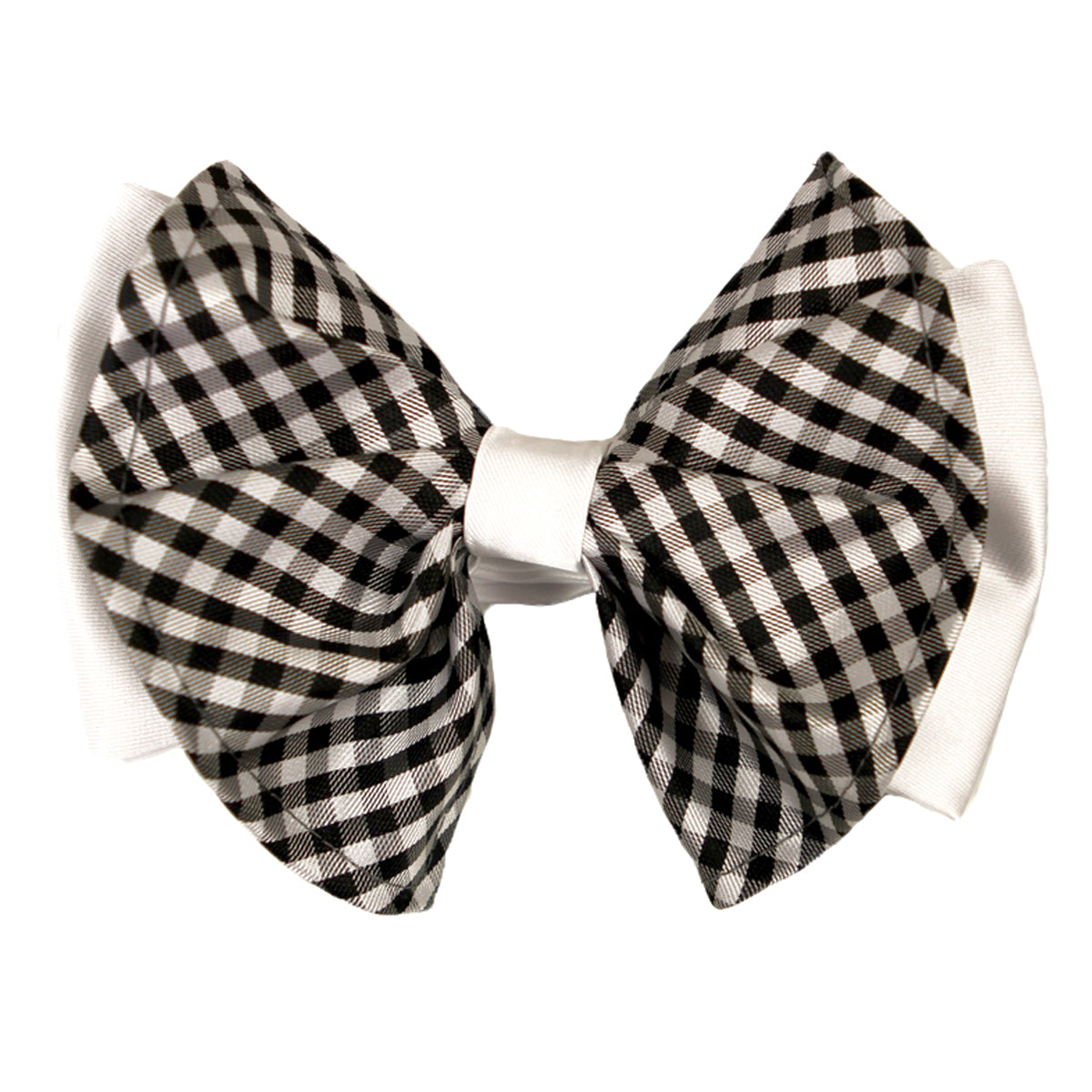 Plaid Black Big Bow Tie and Matching Handkerchief