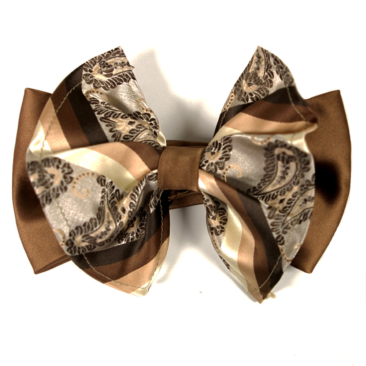 Paisley Taupe Big Bow Tie and Matching Handkerchief