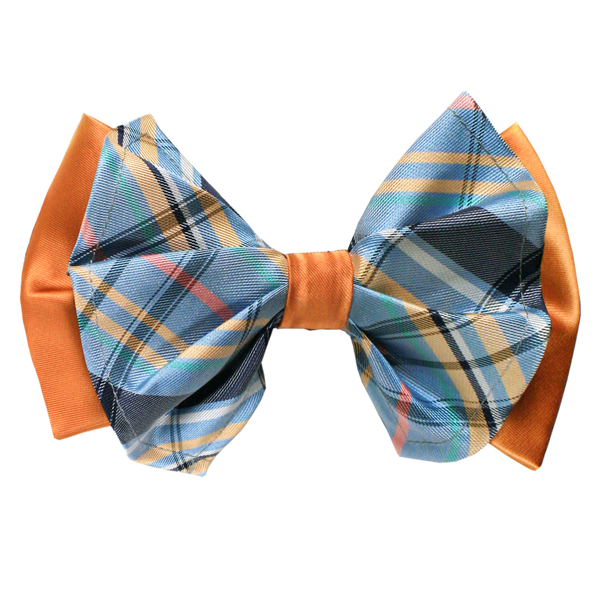 Plaid Orange Big Bow Tie and Matching Handkerchief