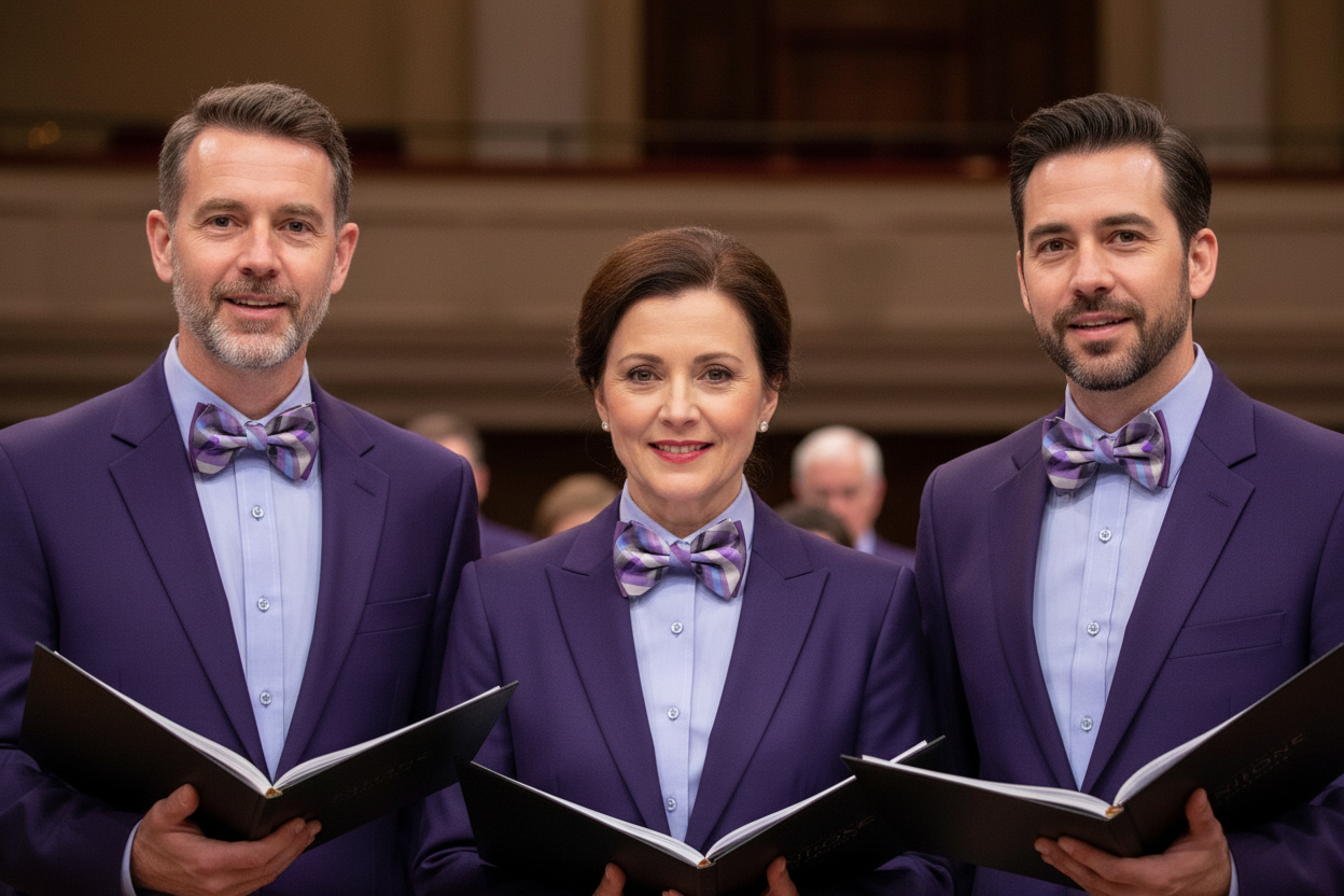 Plaid Purple Big Bow Tie and Matching Handkerchief 4156