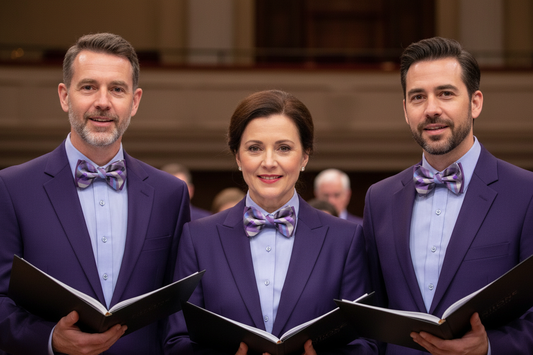 Plaid Purple Big Bow Tie and Matching Handkerchief 4156
