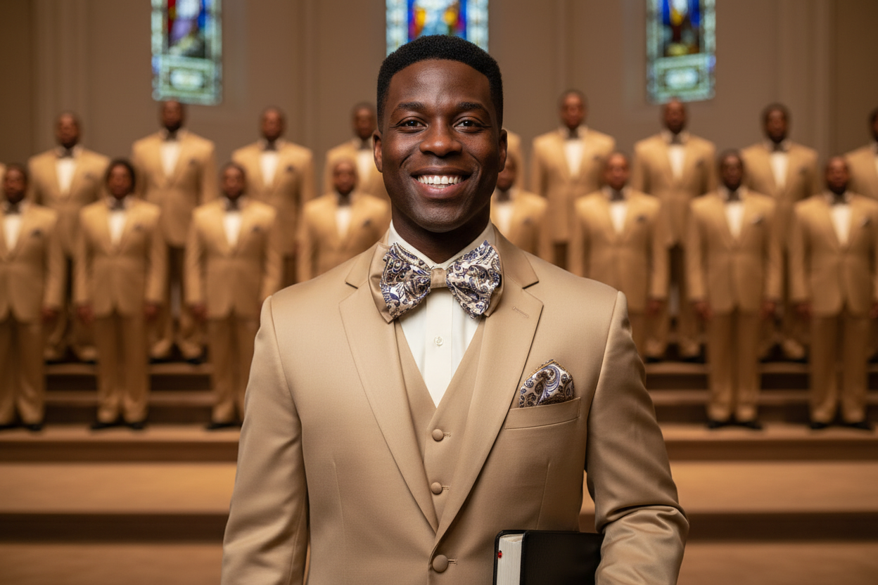 Paisley Taupe Big Bow Tie and Matching Handkerchief 4163