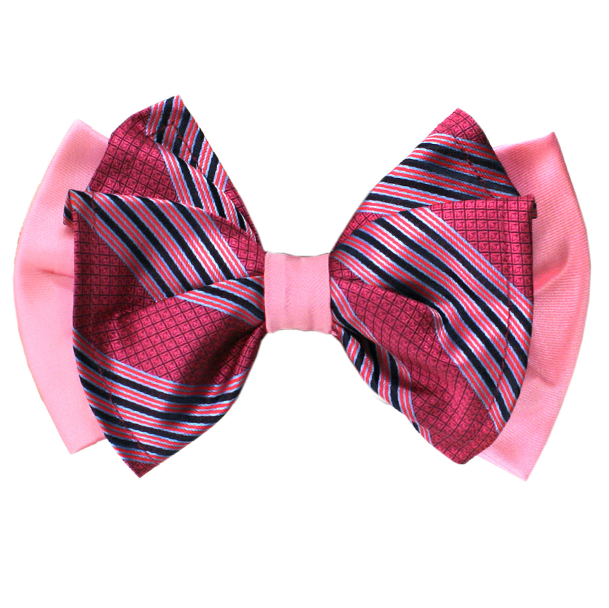 Stripe Dark Pink Big BowTie and Matching Handkerchief