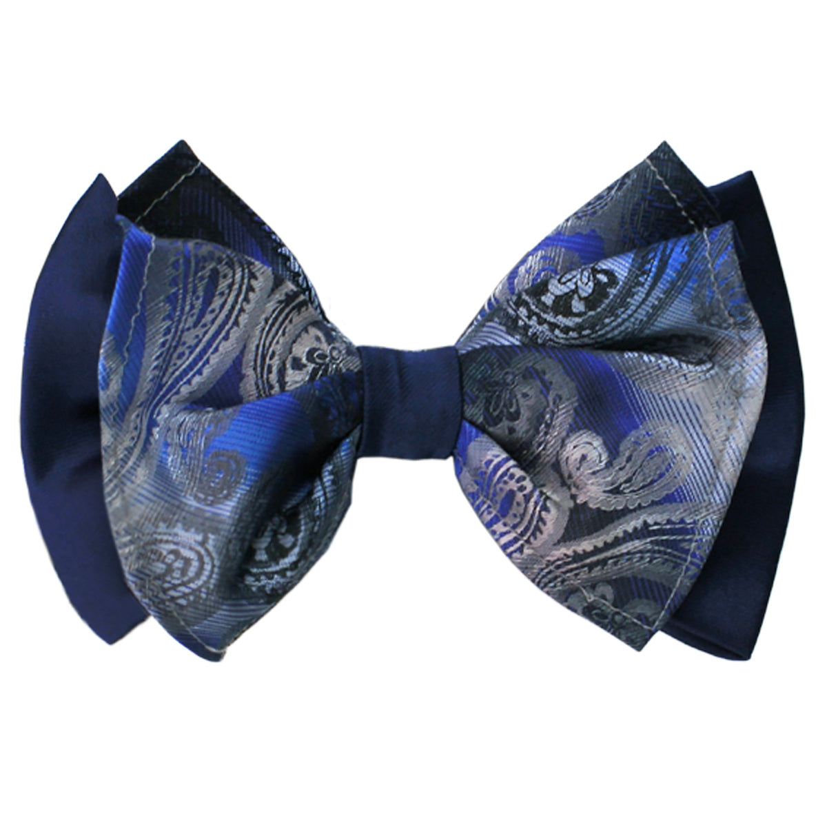 Paisley Navy Big Bow Tie and Matching Handkerchief