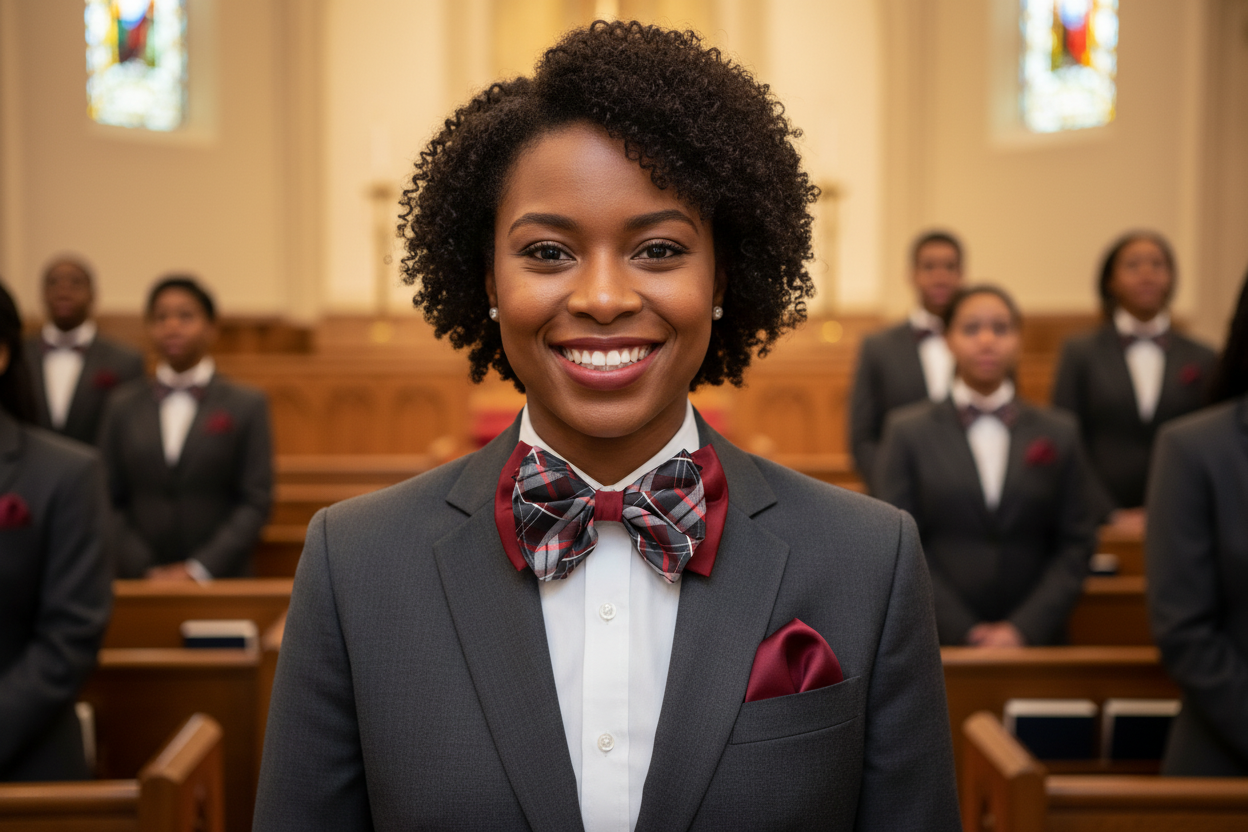 Plaid Burgundy Big Bow Tie and Matching Handkerchief 4771