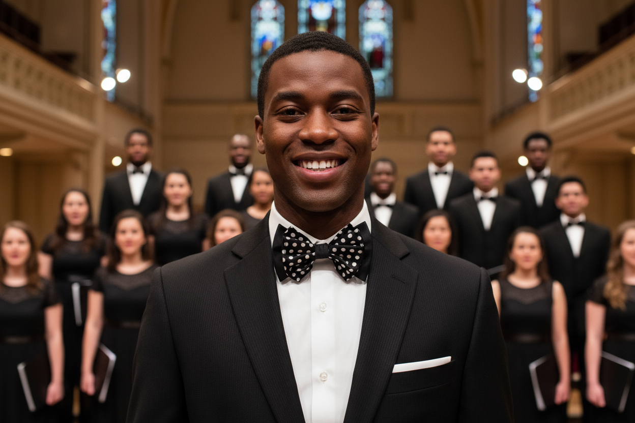 Circles Black Big Bow Tie and Matching Handkerchief 4773