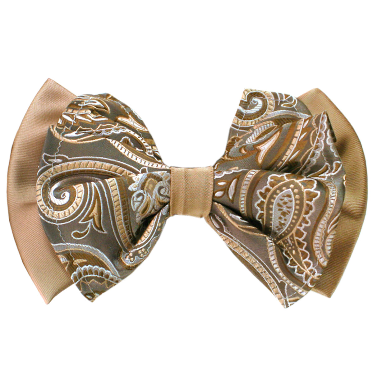 Paisley Taupe Big Bow Tie and Matching Handkerchief