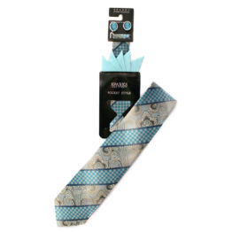 JOHN SPARKS AQUA BLUE – Tie + POCKET SQUARED2 + Cufflinks 3942