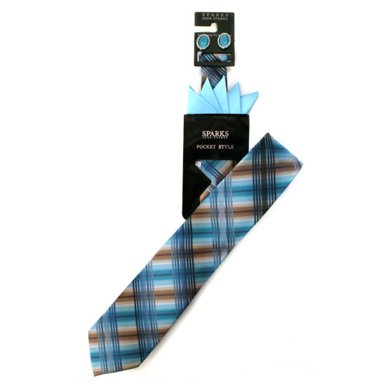 JOHN SPARKS LIGHT BLUE – Tie + POCKET SQUARED2 + Cufflinks 3943