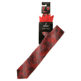 JOHN SPARKS RED – Tie + POCKET SQUARED2 + Cufflinks 3949XL