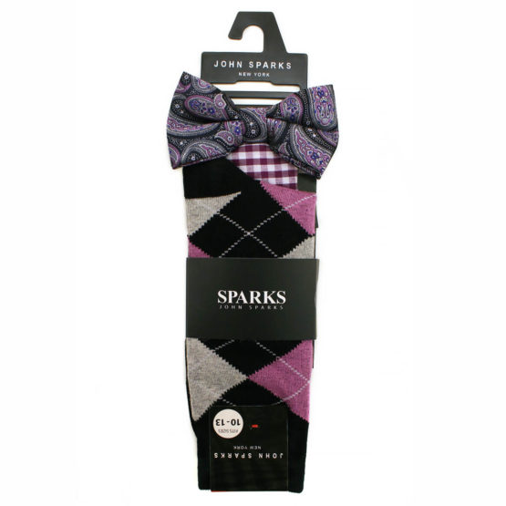 John Sparks Socks & BowTie & Pocket Square - Purple 7450
