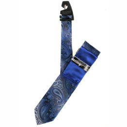 JOHN SPARKS Loyal Blue – Tie + POCKET SQUARED2 + Tie Bar 4176