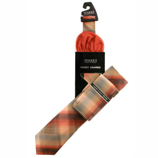 JOHN SPARKS Orange – Tie + POCKET SQUARED2 4294