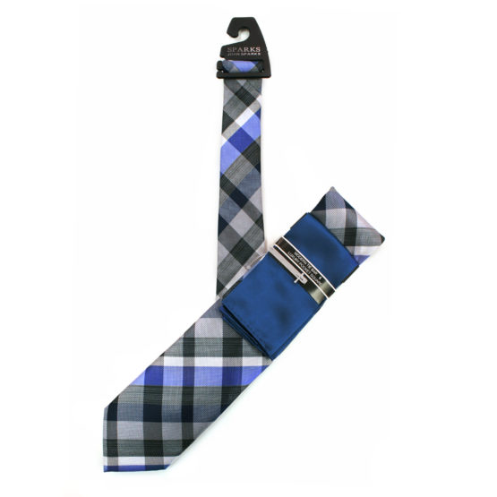 JOHN SPARKS Royal Blue – Tie + Pocket square2 + Tie Bar 4623
