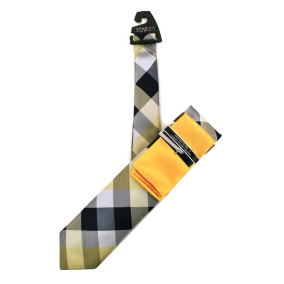 JOHN SPARKS Gold – Tie + Pocket square2 + Tie Bar 4624