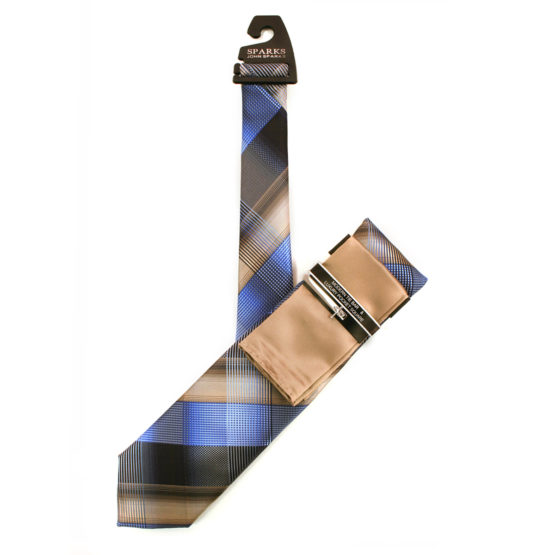 JOHN SPARKS Taupe – Tie + Pocket square2 + Tie Bar 4625