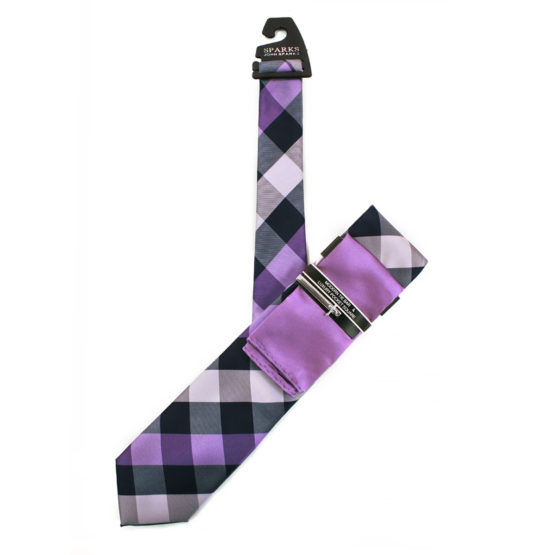 JOHN SPARKS Black – Tie + Pocket square2 + Tie Bar 4631