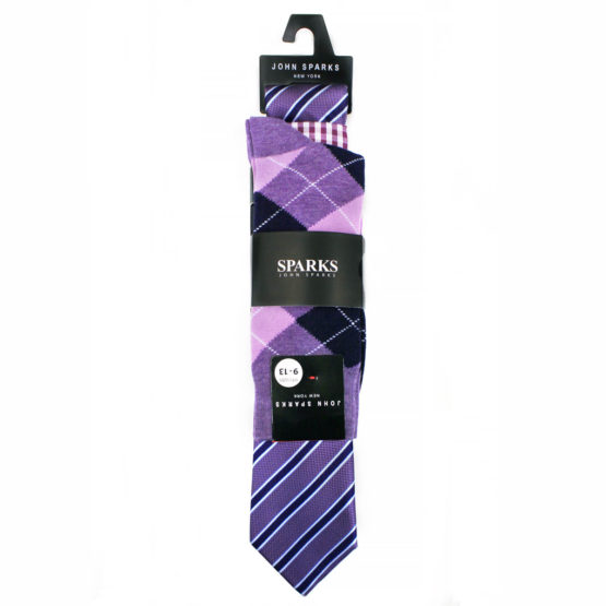 John Sparks Socks & Tie & Pocket Square - Purple 7552