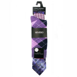 John Sparks Socks & Tie & Pocket Square - Purple 7553