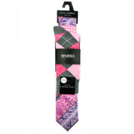 John Sparks Socks & Tie & Pocket Square - Pink 7555
