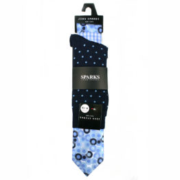 John Sparks Socks & Tie & Pocket Square - Light Blue 7559