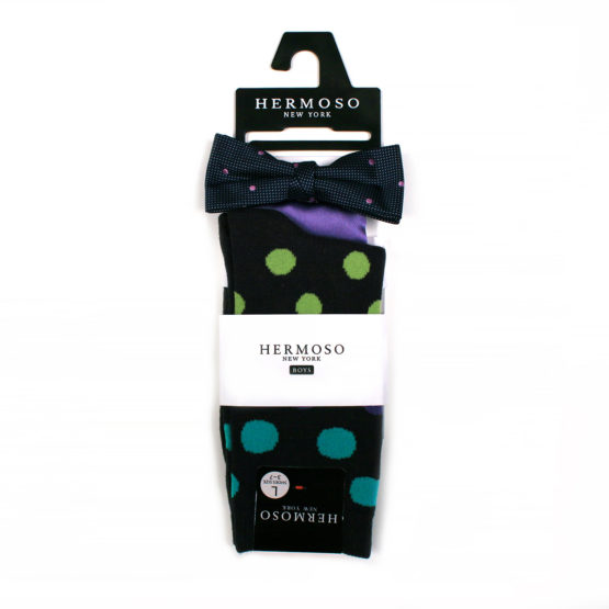Hermoso NY Boy's BowTie & Socks & Pocket Square 4254B- Purple