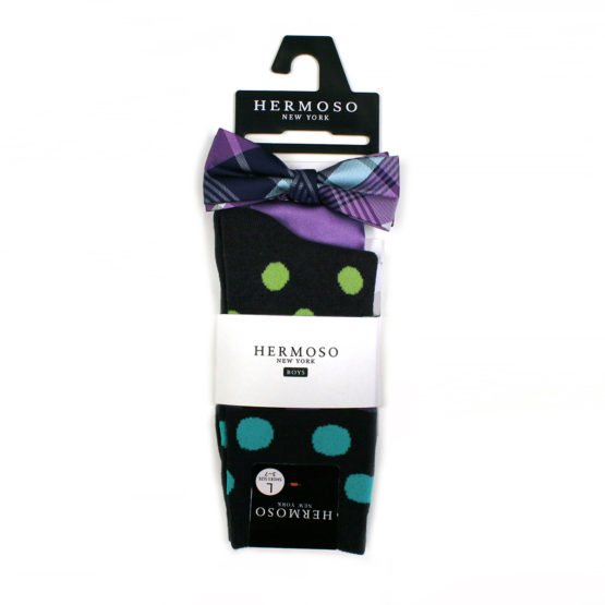 Hermoso NY Boy's BowTie & Socks & Pocket Square 4256B- Purple
