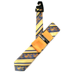JOHN SPARKS Yellow – Tie + POCKET SQUARED2 + Tie Bar 3915